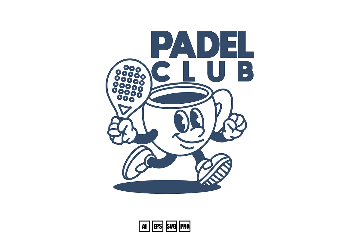 Mascot Line Art Padel, an Illustration by kalehstudio