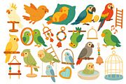 Cute Parrots Clipart Set, an Animal Illustration by ananastya (Thumbnail 2 of 3)