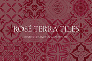 Rose Tiles Watercolor Collection, a Decorative Illustration by Liliia Polos Illustration (Thumbnail 1 of 8)