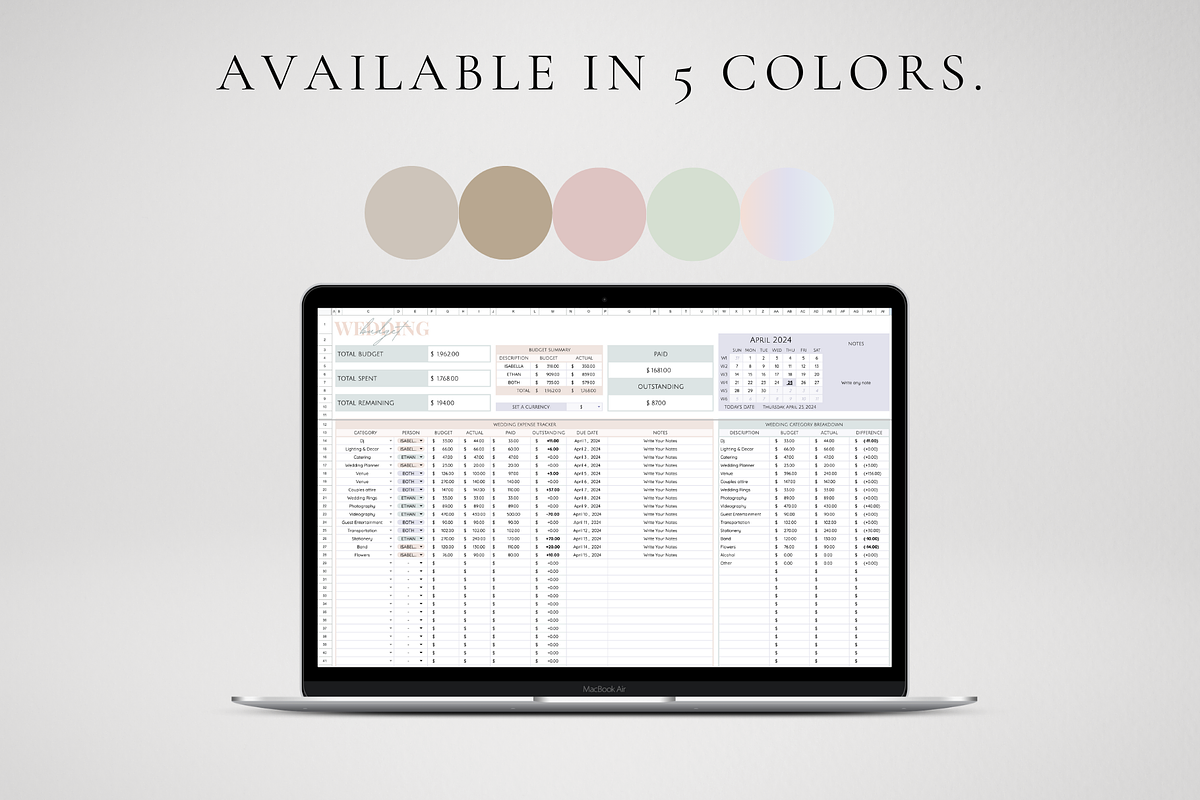 Wedding Budget Template 2024, a Templates & Theme by BRANDcontent (Photo 6 of 6)