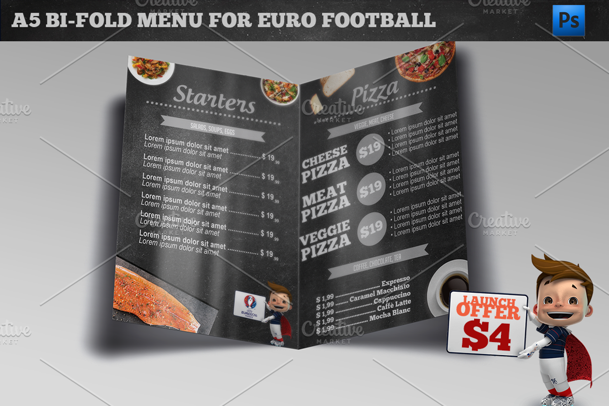 A5 Bi-Fold Menu Euro 2016 Football, a Brochure Template by Studio 19 (Photo 2 of 7)