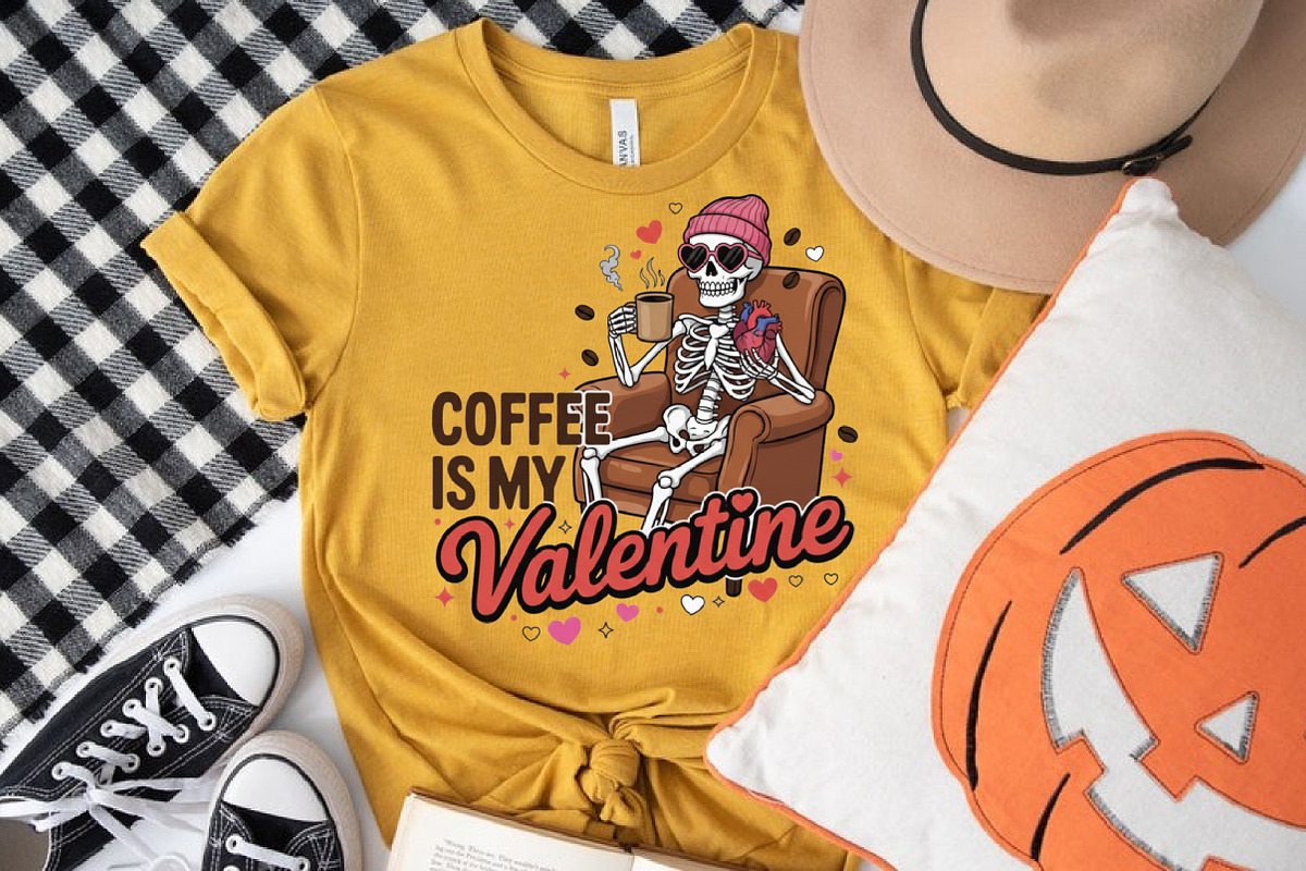 Coffee is My Valentine Skeleton Png, an Illustration by Designking (Photo 6 of 6)