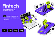 Fintech App Illustrations set, a Finance Illustration by Creative Graphics (Thumbnail 1 of 4)