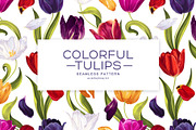 Colorful Tulips Seamless Pattern, a Pattern Graphic by MarynaPetrovska (Thumbnail 1 of 16)