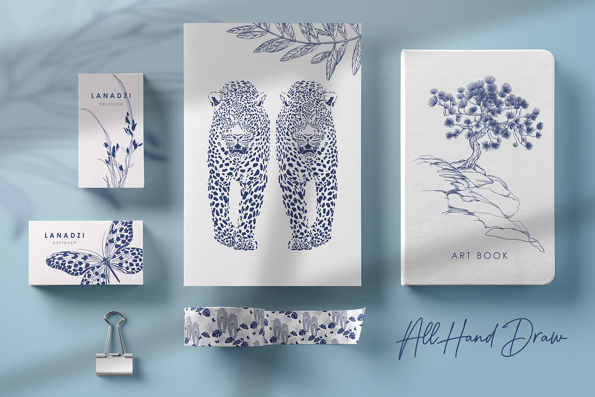 Classic blue. Animals and flowers., an Animal Illustration by LanaDzi (Photo 3 of 10)