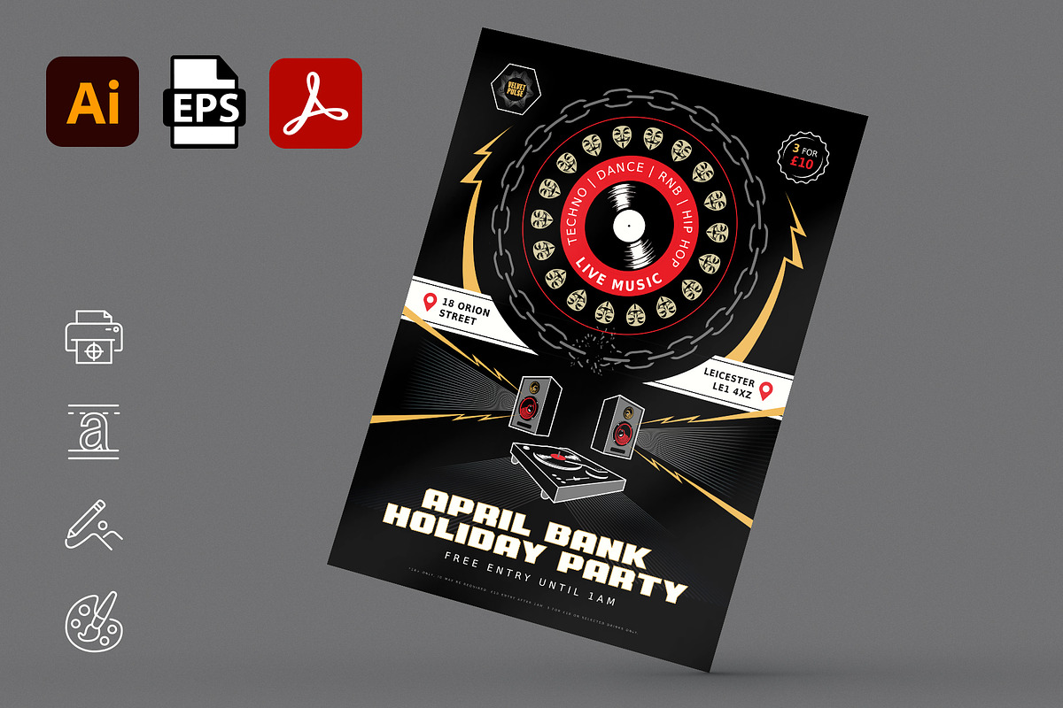 Club Flyer Template | Editable AI, EPS & PDF Format | Instant Download