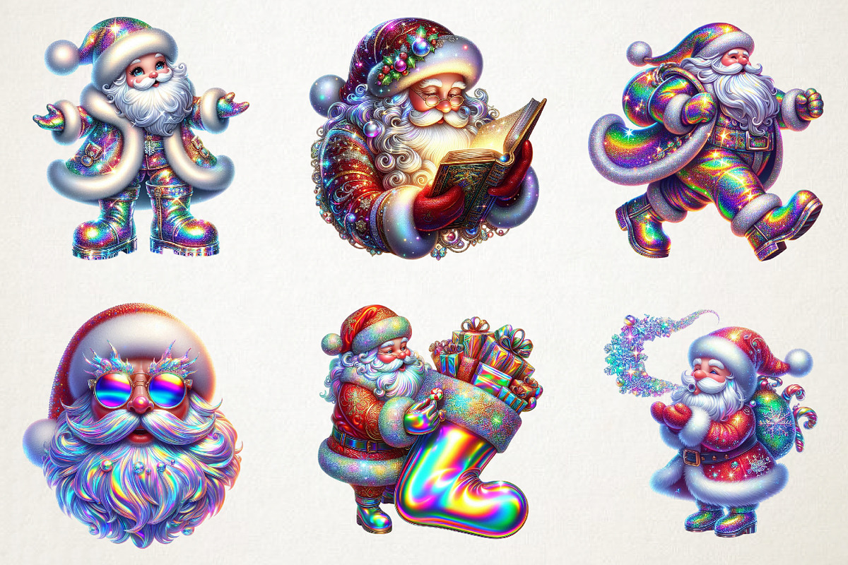 Iridescent Christmas Santa Clipart, an Illustration by RobertsArt (Photo 7 of 7)