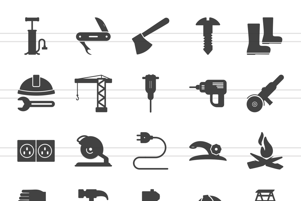 50 Tools Glyph Icons preview 2