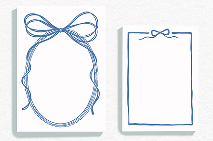 Blue Bow Frame Wedding Clipart