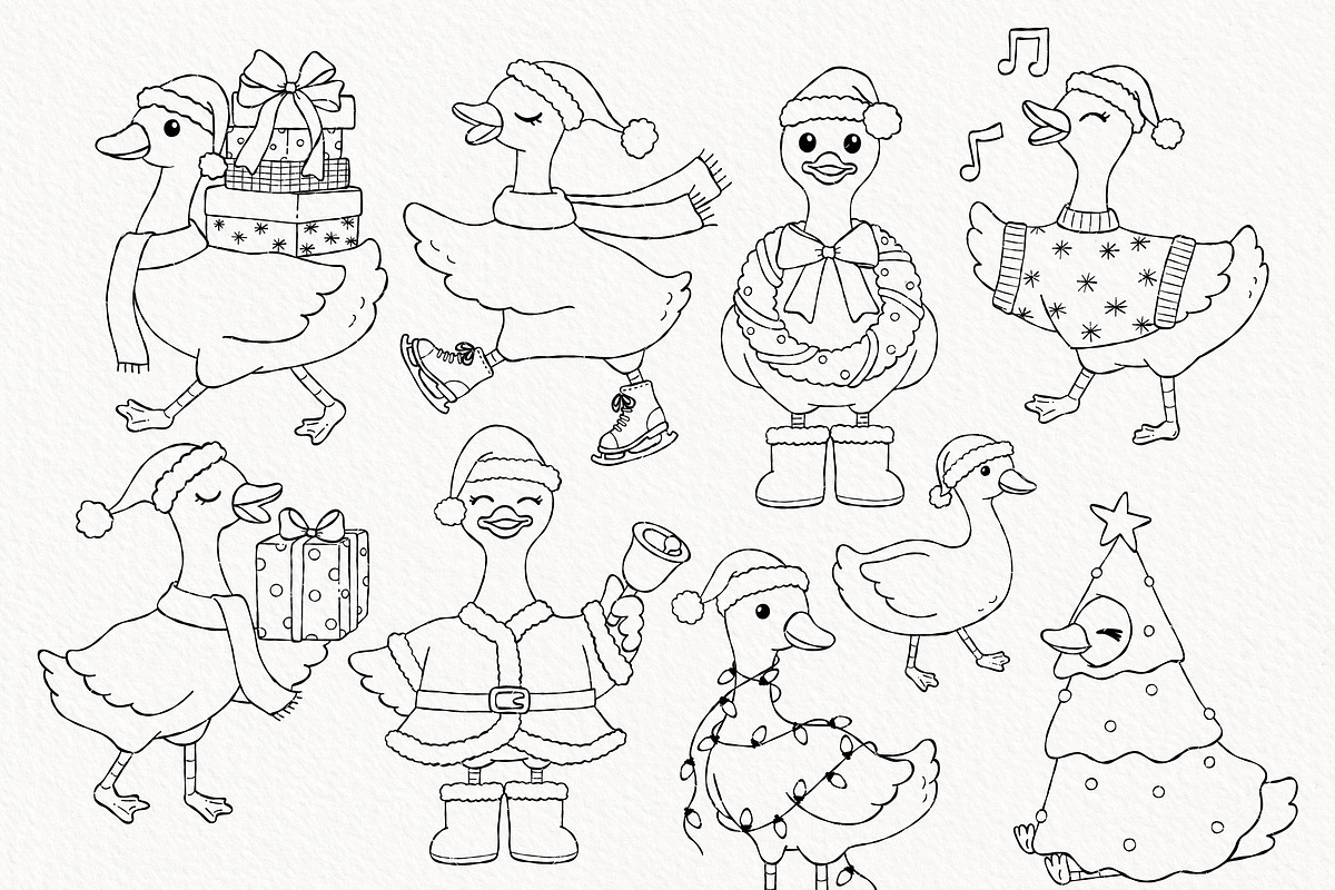Christmas Goose Outline SVG, an Animal Illustration by TitaLivingArt (Photo 3 of 10)