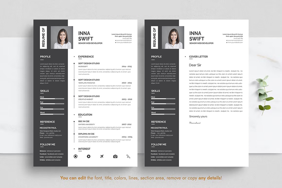 Professional Resume CV Template, a Resume Template by Blackcloud_Creations (Photo 3 of 8)