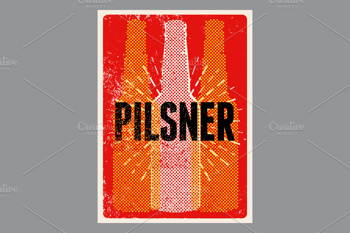 Beer Types grunge vector poster set., a Food Illustration by PoPaShop (Photo 6 of 11)