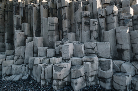 Basalt rock pillars columns at Reynisfjara beach near Vik, South, a Nature Photo by YuriyB