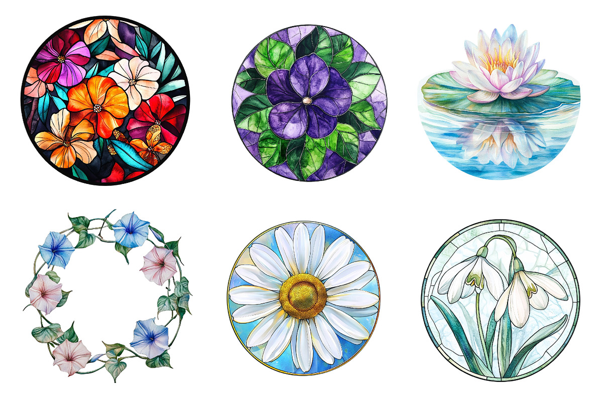 Round Stained Glass of Birth Month, an Illustration by CreationArt (Photo 3 of 5)