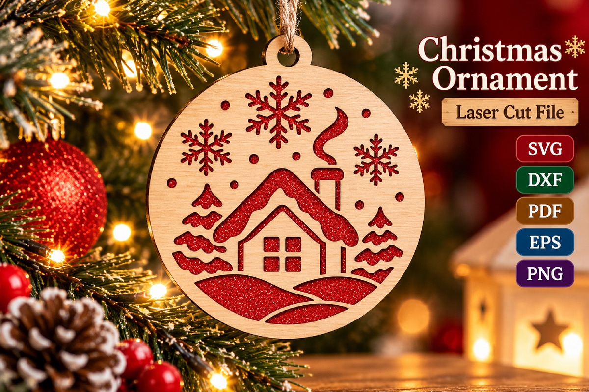 Christmas House Ornament SVG File, an Object Graphic by Libby Wishes (Photo 3 of 3)