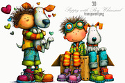 Puppy with Boy Whimsical Clipart, a Person Illustration by Designking (Thumbnail 1 of 5)