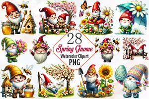 Spring Gnome Sublimation Clipart, an Illustration by RobertsArt