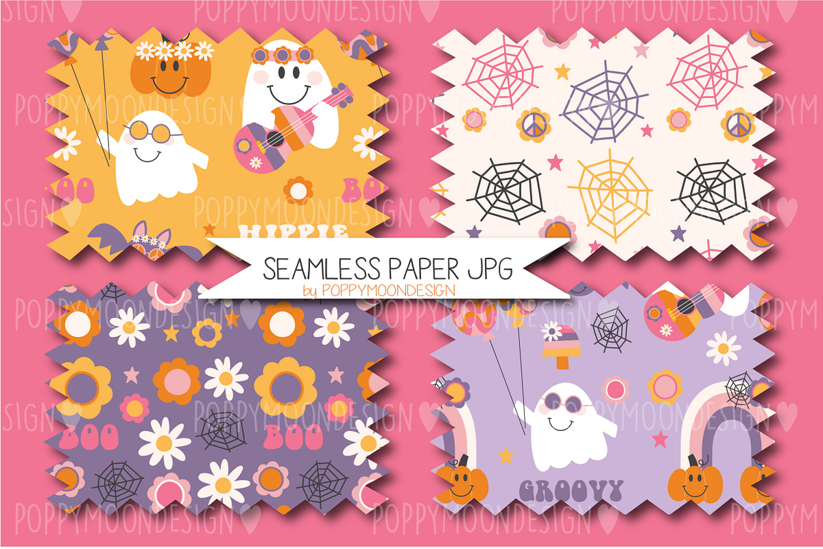 Groovy Ghost set, a Pattern Graphic by Poppymoondesign (Photo 4 of 7)