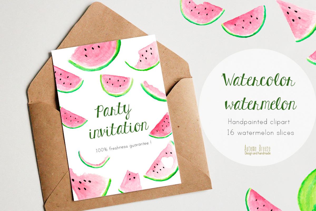 watercolor watermelon slices, a Food Illustration by Autumn Breeze (Photo 4 of 4)