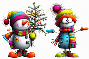 Whimsical Christmas Snowman Clipart, an Illustration by Libby Wishes (Thumbnail 6 of 6)