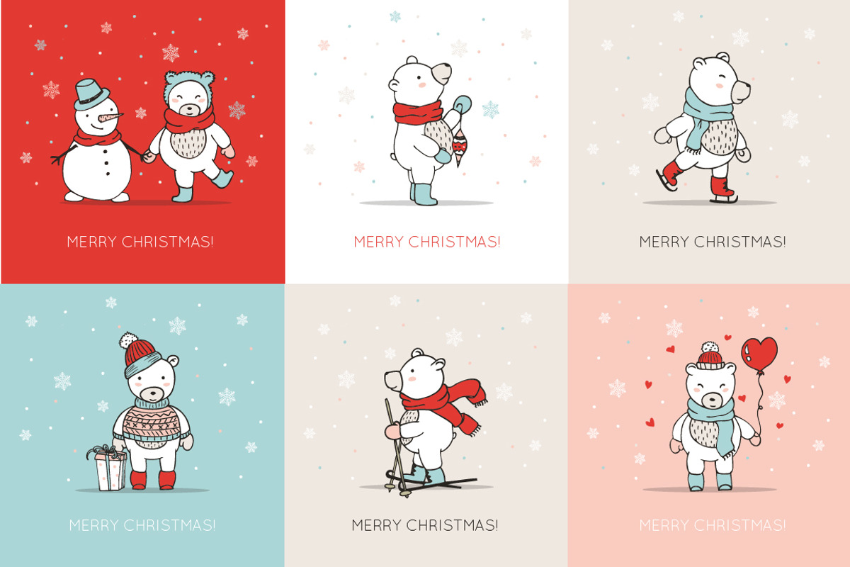 Christmas Bears Icons & Cards, an Animal Illustration by Julia Shvets (Photo 2 of 4)