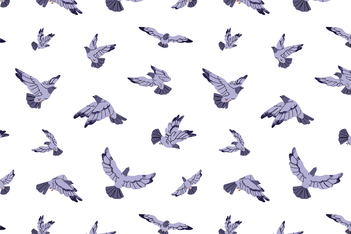 Birds fly in sky, seamless patterns, an Animal Illustration by PaperTrident (Photo 7 of 16)