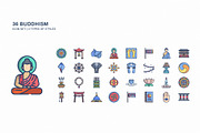 Buddhism religion icon set, an Icon by Icongeek26 (Thumbnail 1 of 4)