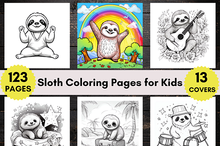 Sloth Coloring Pages for Kids, a Business Card Template by LA Design