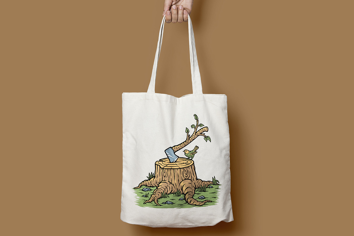 tree stump and ax in nature, a Person Illustration by gunaonedesign (Photo 4 of 4)