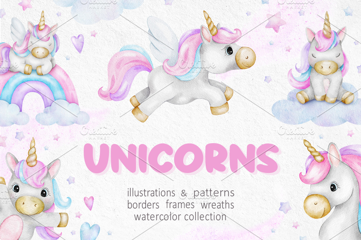 Unicorn Watercolor illustrations, an Illustration by Fedulova Art (Photo 1 of 12)