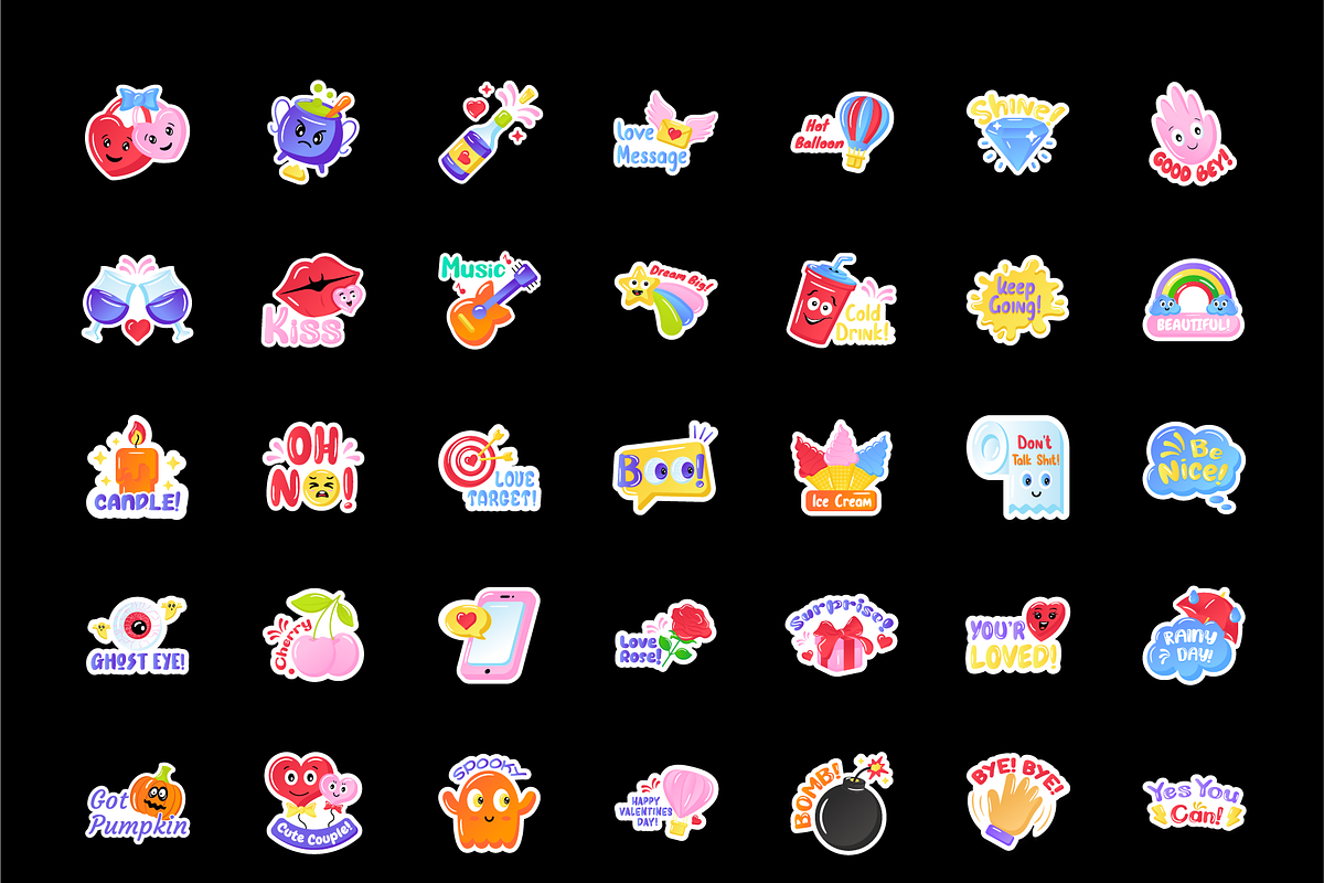 Groovy Sticker Set, an Emoji Icon by Brickclay (Photo 5 of 7)