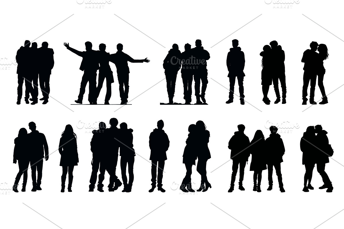 Embracing friends black silhouettes, a Person Illustration by Valerie Bodnar