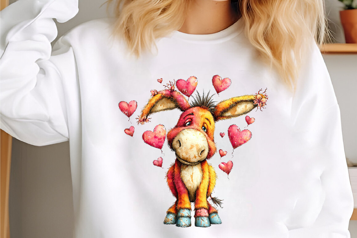 Whimsical Valentine Donkey Clipart, an Illustration by designcity5 (Photo 4 of 5)