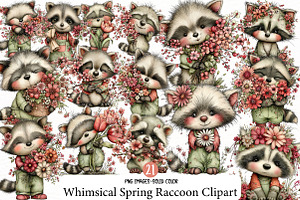 Whimsical Spring Raccoon Clipart, an Illustration by Designworld