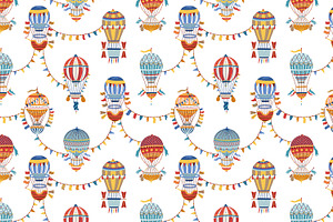 Vintage Hot air balloon pattern, a Pattern Graphic by Good Studio