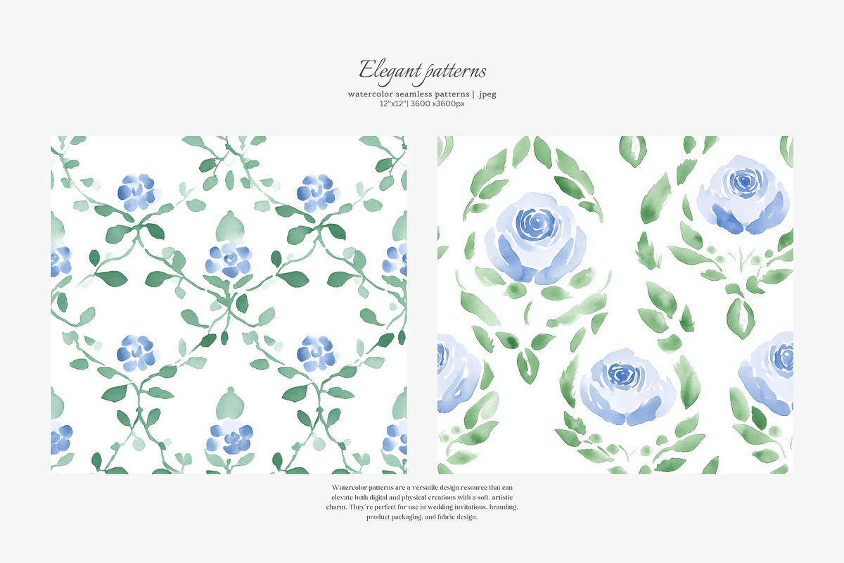 watercolor patterns floral toile, a Pattern Graphic by Patishop Art (Photo 3 of 9)