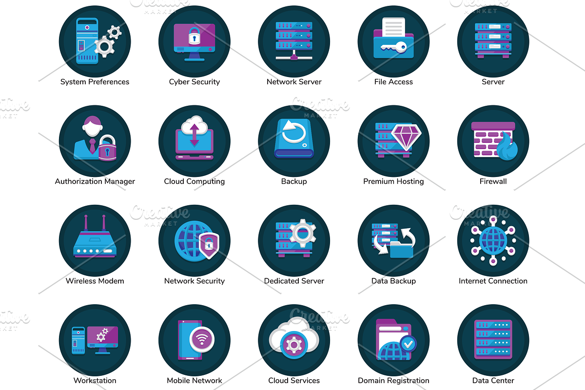 100 Web Hosting Flat Icons, an Outline Icon by Flat Icons (Photo 2 of 6)