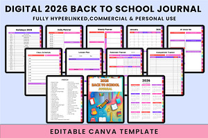 Digital 2026 Back To School Journal, a Stationery Template by Shumaya