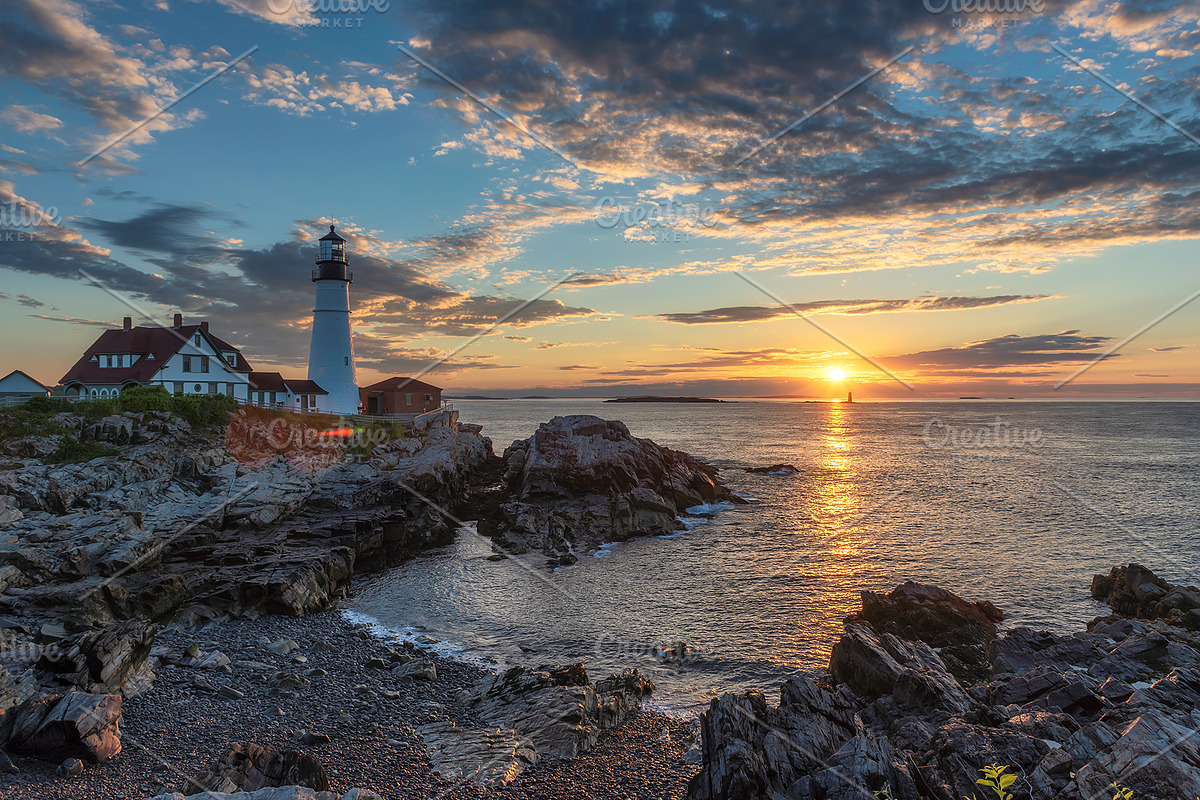 Portland head lighthouse at sunrise featuring portland, sunrise, and, a Nature Photo by Lucky Photographer (Photo 1 of 2)