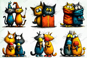Quirky Cats Friendship Clipart, an Illustration by Creative Art (Thumbnail 6 of 10)