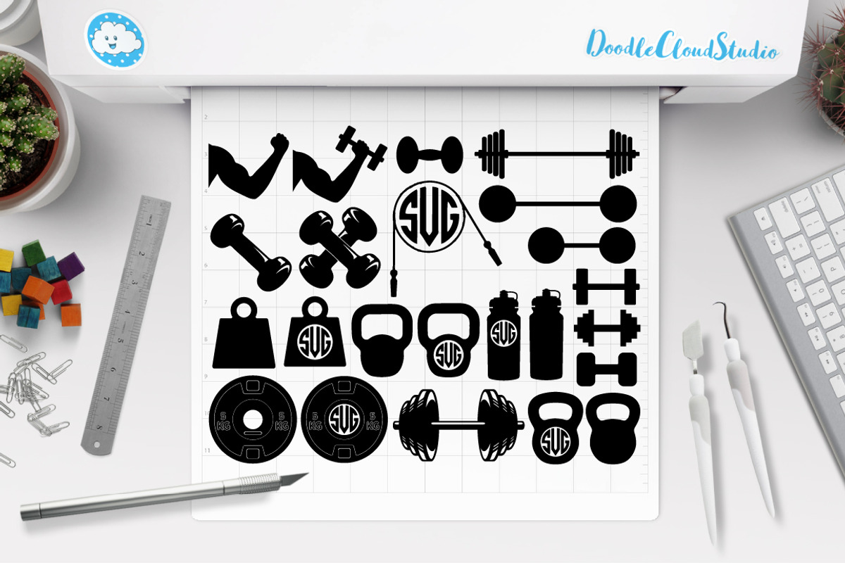 Weights SVG Files, Lifting Weights, an Illustration by Doodle Cloud Studio (Photo 1 of 2)