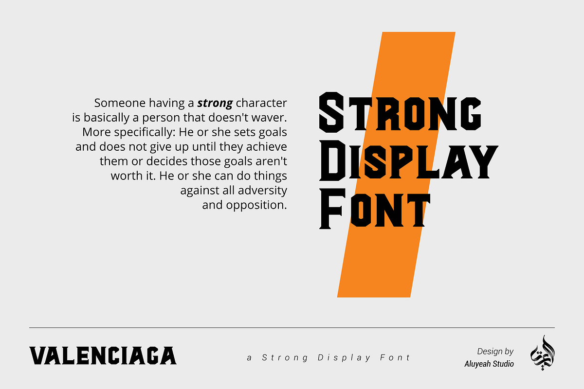 Valenciaga | Strong Display Font, a Font by Aluyeah Studio (Photo 2 of 11)