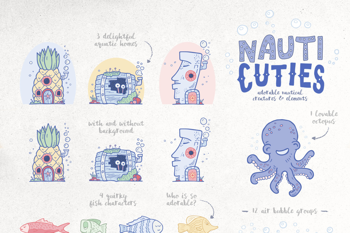 Cute Nautical Creatures and Elements, an Object Graphic by Good Stuff No Nonsense (Photo 2 of 5)