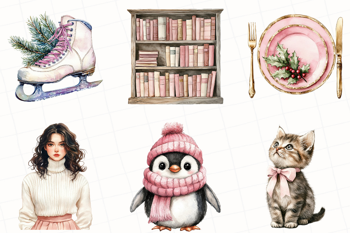 Watercolor Winter Blush Clipart, an Illustration by OK Design (Photo 2 of 5)