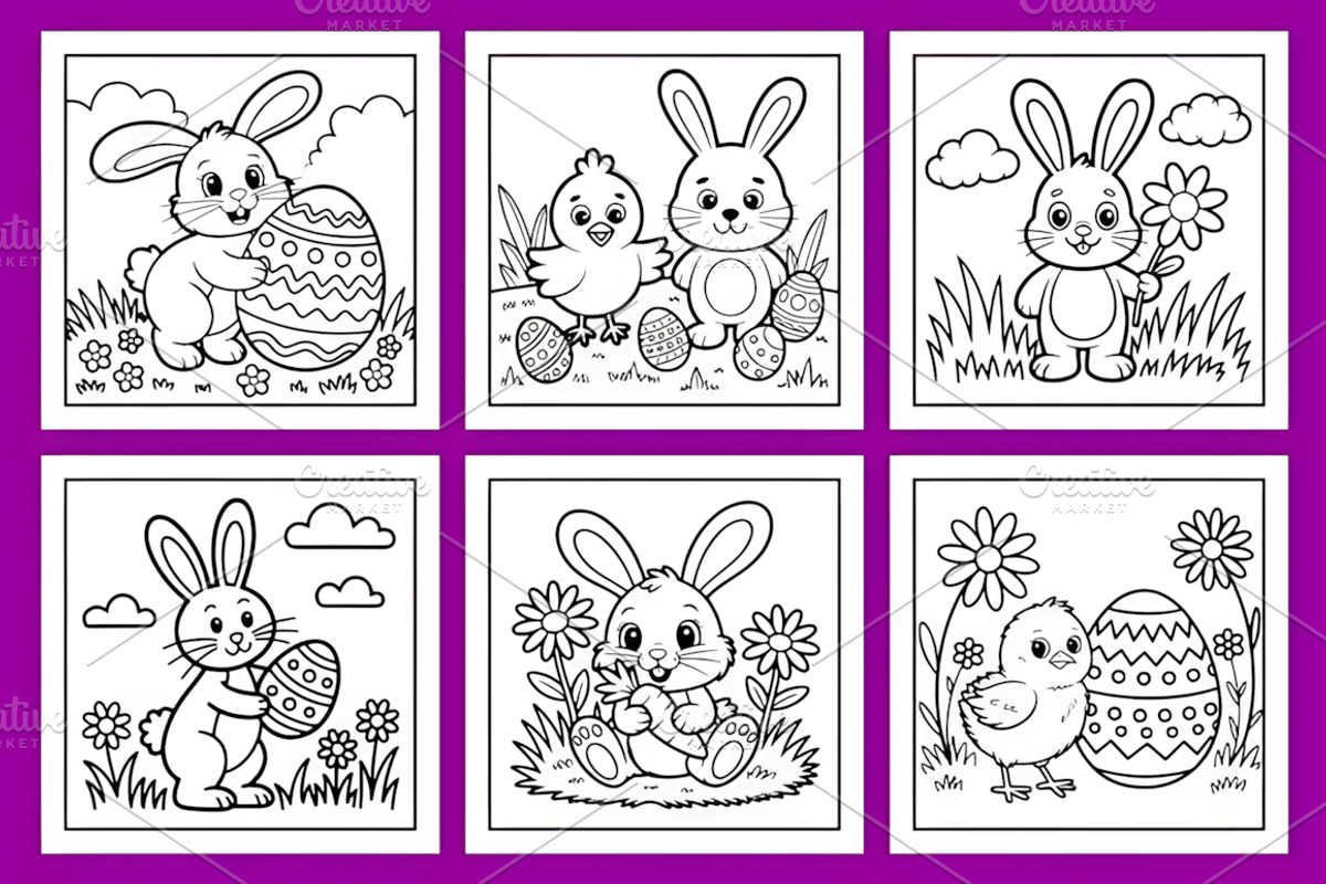 Easter Simple and Fun Coloring Pages, a Seasonal Illustration by Ink Gallery (Photo 4 of 5)