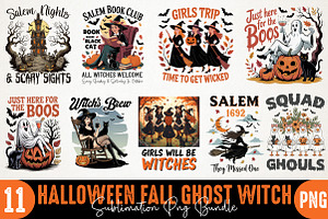 Halloween Fall Ghost Witch Bundle Pn, an Illustration by RobertsArt