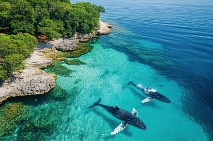 Humpback Whales Graceful Swim Tropic, a Background Photo by Pixeness