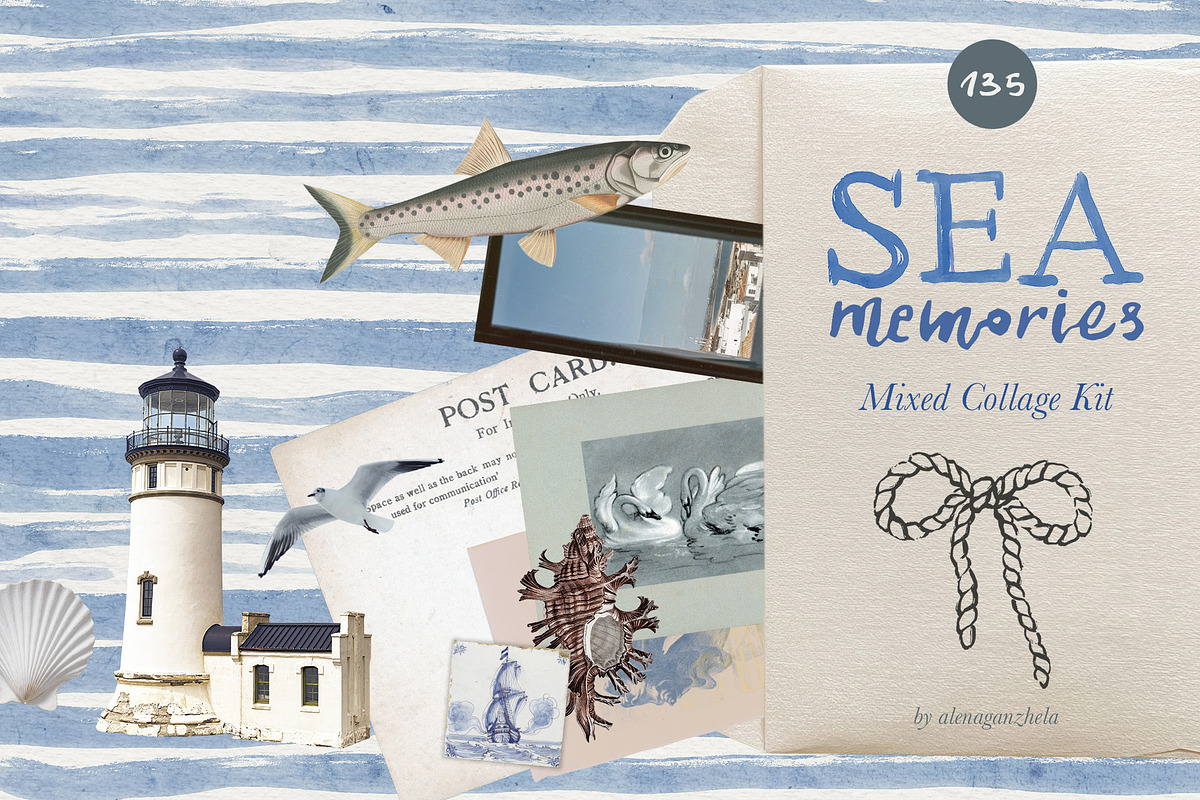 Sea Memories Mixed Collage Kit, an Object Graphic by alenaganzhela (Photo 1 of 8)