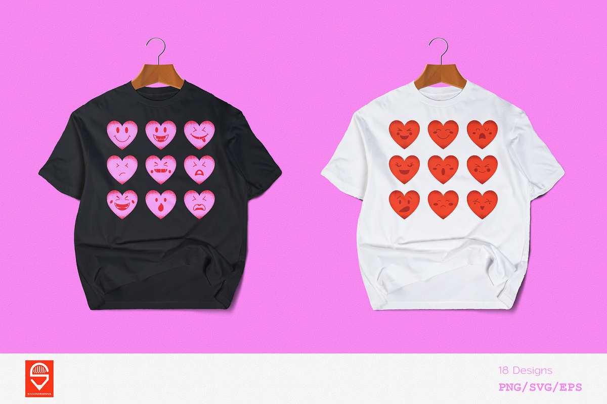 Love Heart Emoji Expressions Bundle, an Illustration by shaondesigns (Photo 3 of 9)