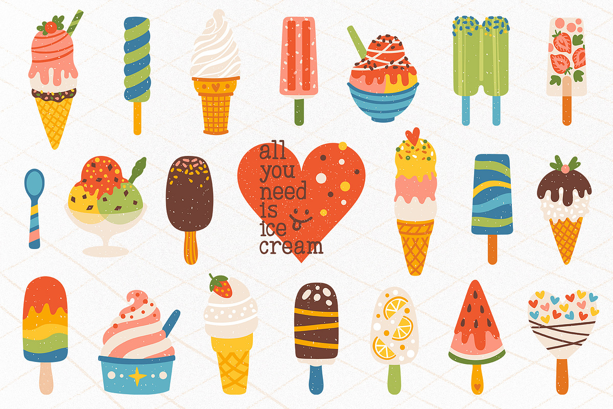 Ice Cream. Sweet summer clipart., a Decorative Illustration by MagicForestory (Photo 2 of 5)